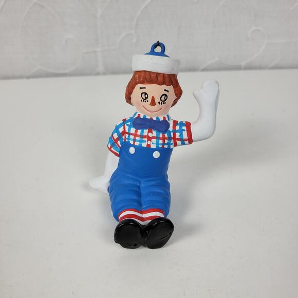 Vintage S&S Raggedy Andy Ornament 2" Christmas 1999 Retro Waving Hello - Picture 9 of 9